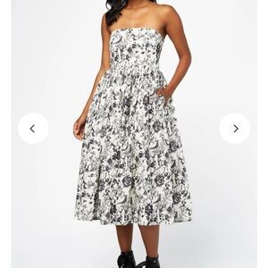 Ophelia Strapless Printed Midi Dress